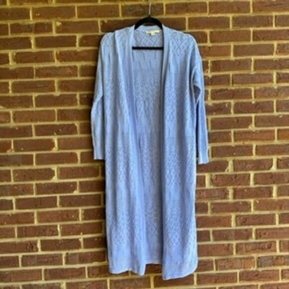 Cyrus Duster Cardigan Open Knit Long Sleeve Light Blue Size L - Picture 1 of 6